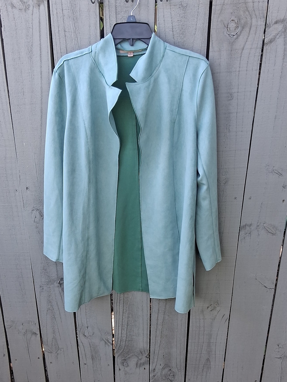 Philosophy Mint Aqua Open-Front Long Trench Coat